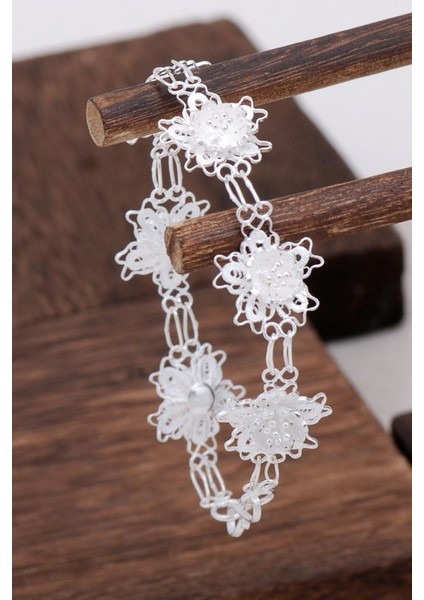 Çiçek Tasarım Telkari Gümüş Bileklik 3103