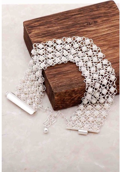 Yöresel Akıtma Kişniş Telkari Gümüş Bileklik 641