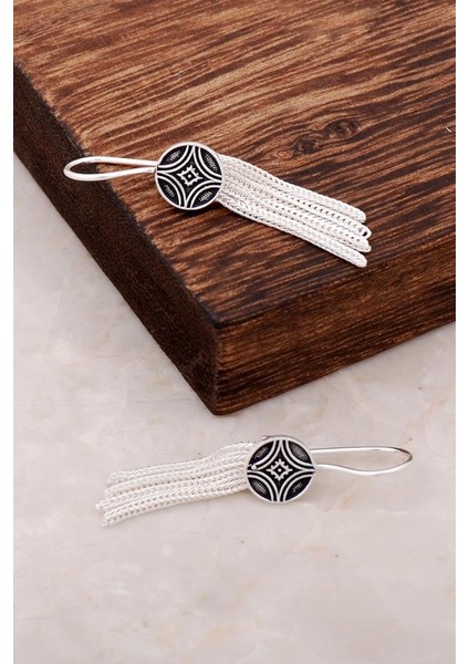 Midyat Hasırı Elişi Gümüş Tasarım Küpe 2623