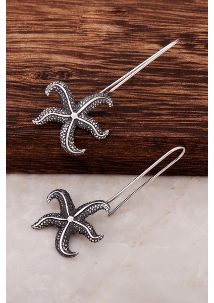 Deniz Yıldızı Tasarımlı Elişi Gümüş Küpe 4267