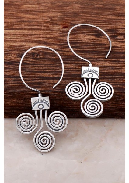 Dünya Temalı Elişi Tasarım Gümüş Küpe 4269 modelleri