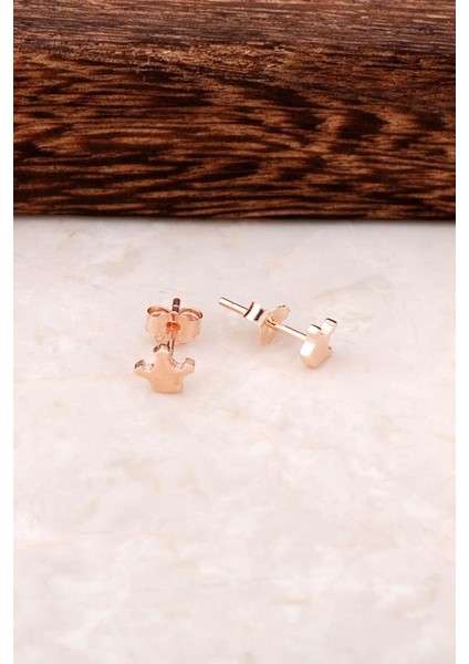 Kraliçe Tacı Rose Gümüş Mini Küpe 4344
