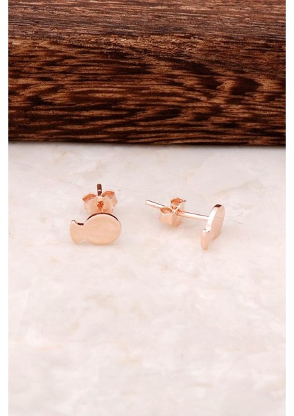 Balık Tasarım Rose Gümüş Mini Küpe 4347