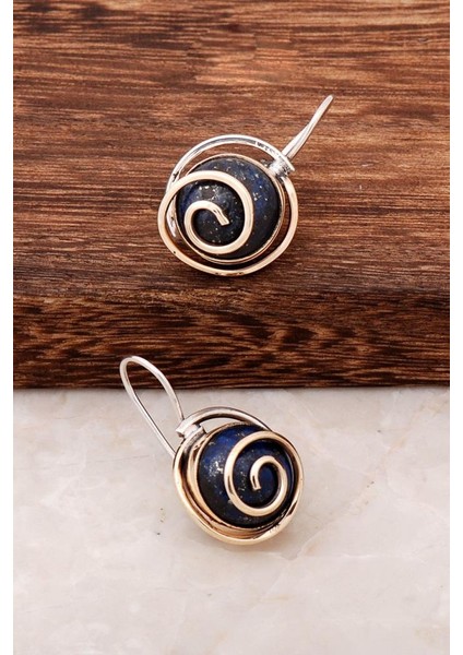 Lapis Lazuli Taşlı Tasarım Gümüş Küpe 4404