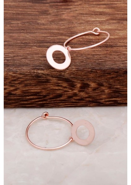 Halka Tasarım Rose Gümüş Küpe 4565