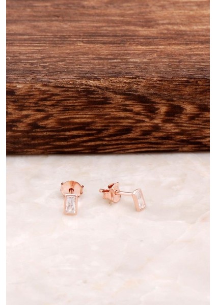 Baget Tasarım Rose Mini Gümüş Küpe 4585