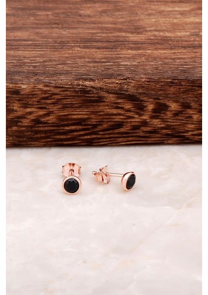 Rose Tasarım Mini Gümüş Küpe 4590