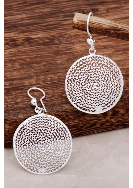 Sallantılı Halka Tasarım Telkari Gümüş Küpe 4608