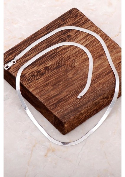 İtalyan Ezme Rodyumlu Gümüş Kolye 6268