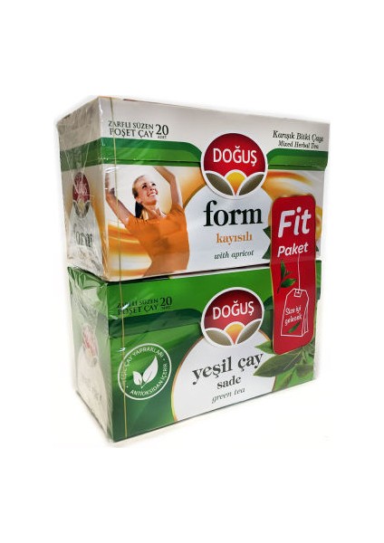 Fit Paket 2'li Yeşil Çay + Kayısılı 20'li