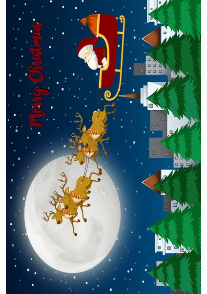 Kaymaz Taban Yıkanabilir Noel Tasarımlı Dijital Baskılı Halı