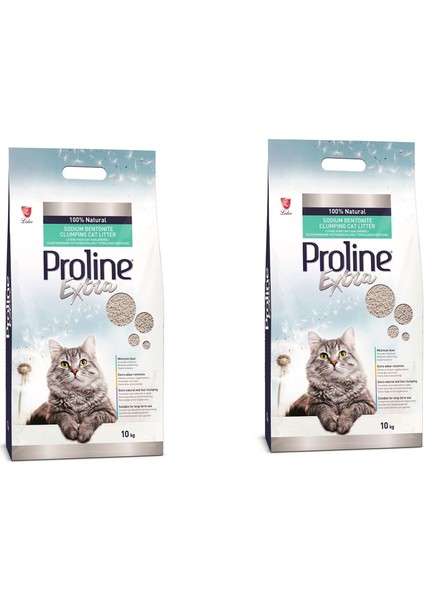 Extra Topaklaşan İnce Taneli Kedi Kumu 10 Lt (2 Adet)