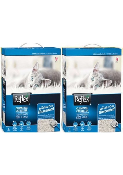 Hassas Kediler İçin Parfümsüz Doğal Kedi Kumu 6 l 2 Adet