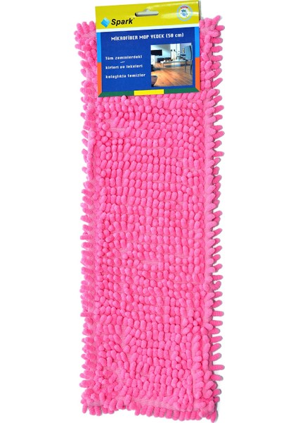 1050 (4' Lü) Nemli Makarna Mop Ucu Mikrofiber Şönil Paspas Yedeği 50 Cm. Mix Renkler (4 Adet)