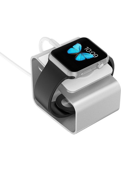 Apple Watch Uyumlu Seri 5 40 mm Için Alüminyum Şarj Standı - Gümüş