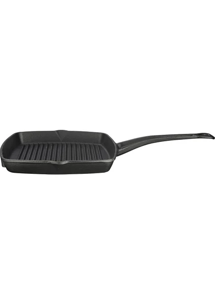 Döküm Grill Tava 26 x 26 cm Metal Saplı Siyah