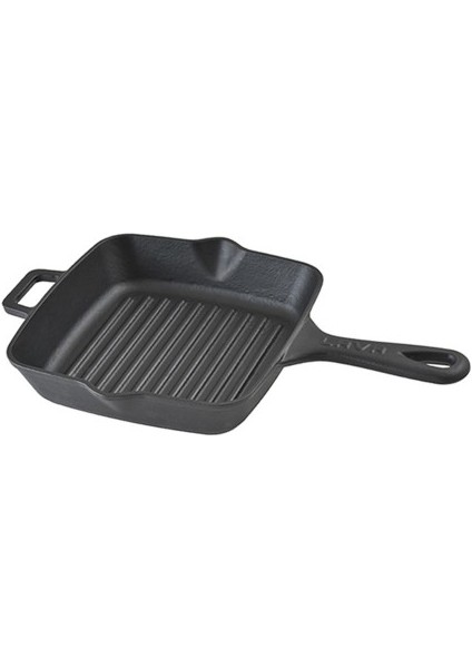Grill Tava 20 x 20 cm Metal Saplı Siyah