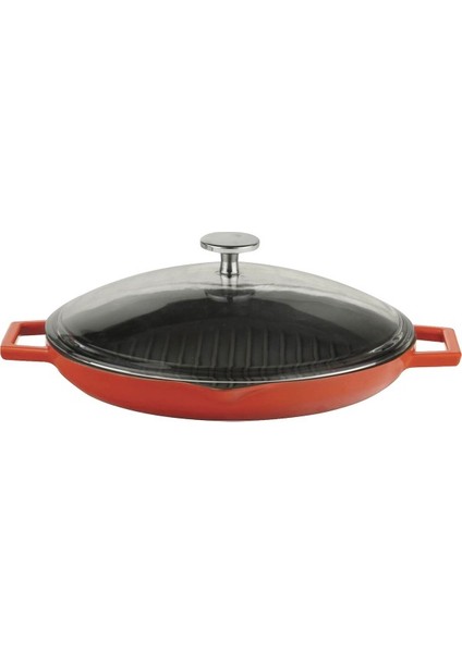 Yuvarlak Izgara Tava Çap 30 cm Kırmızı