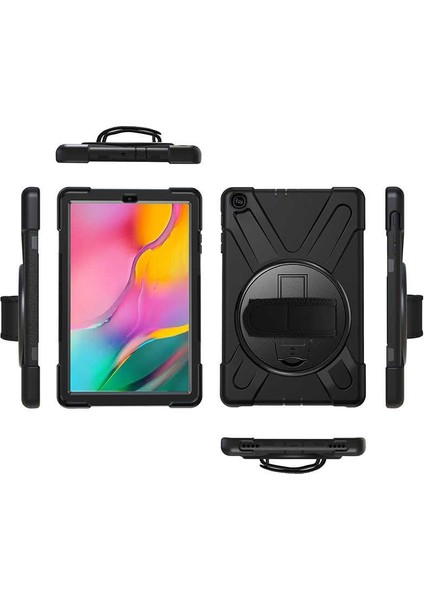 Apple iPad Mini 4. Nesil 9.7 inç (2015) Defender Shoulder Strap Askılı Kılıf (A1538/A1550) Siyah