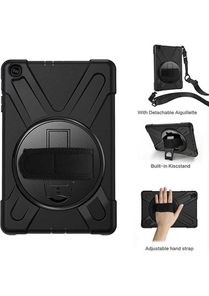 Apple iPad Mini 5. Nesil 9.7 inç (2019) Defender Shoulder Strap Askılı Kılıf (A2133/A2124/A2126/A2125) Siyah