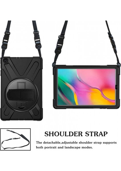 Apple iPad Mini 5. Nesil 9.7 inç (2019) Defender Shoulder Strap Askılı Kılıf (A2133/A2124/A2126/A2125) Siyah