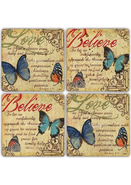 Doğaltaş Bardak Altlığı 4'lü Set 10 x 10 cm