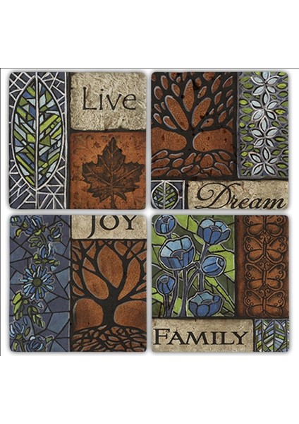 Doğaltaş Bardak Altlığı 4'lü Set 10 x 10 cm