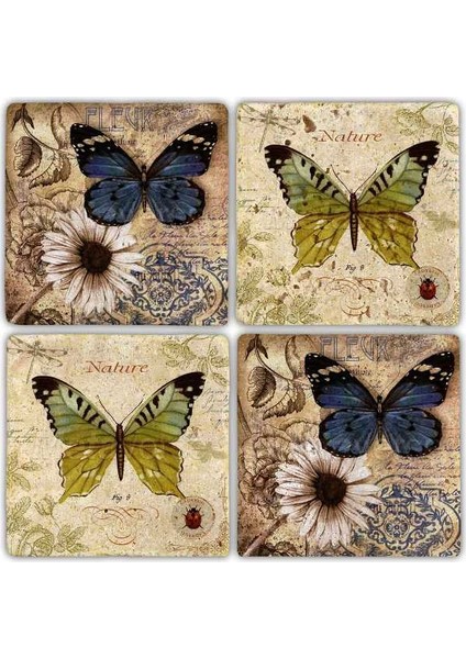 Doğaltaş Bardak Altlığı 4'lü Set 10 x 10 cm