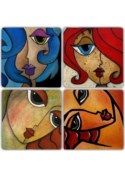 Doğaltaş Bardak Altlığı 4'lü Set 10 x 10 cm