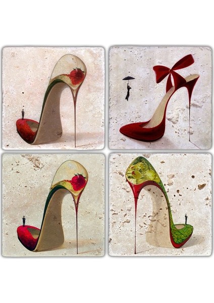 Doğaltaş Bardak Altlığı 4'lü Set 10 x 10 cm