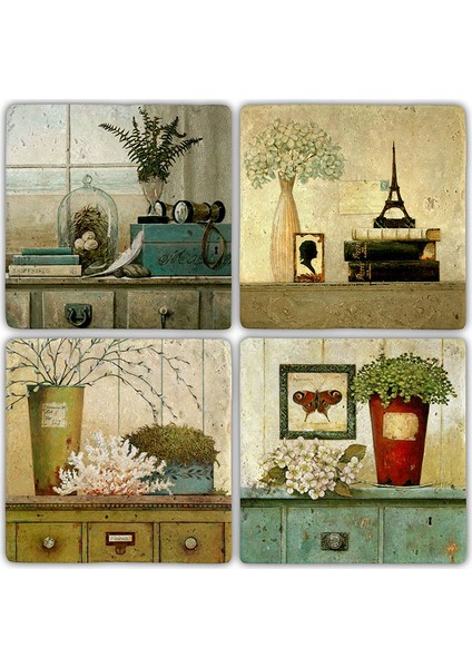 Doğaltaş Bardak Altlığı 4'lü Set 10 x 10 cm