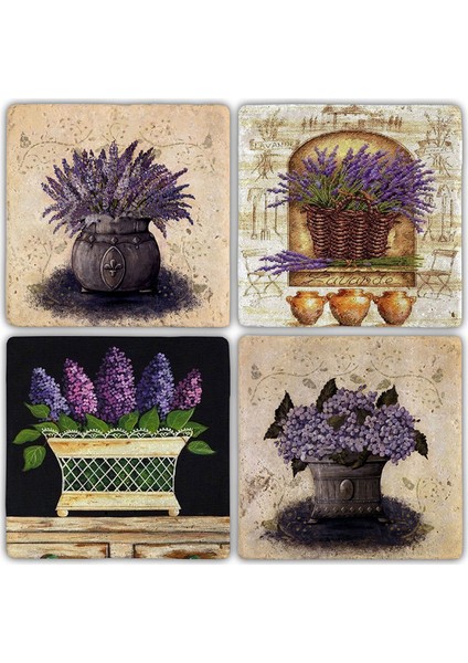Doğaltaş Bardak Altlığı 4'lü Set 10 x 10 cm