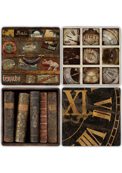 Doğaltaş Bardak Altlığı 4'lü Set 10 x 10 cm