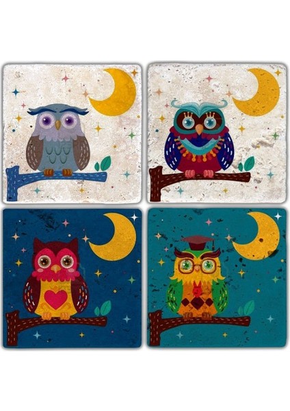 Doğaltaş Bardak Altlığı 4'lü Set 10 x 10 cm