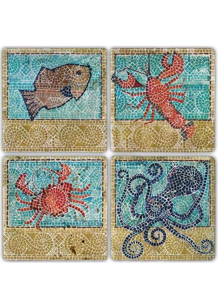 Doğaltaş Bardak Altlığı 4'lü Set 10 x 10 cm