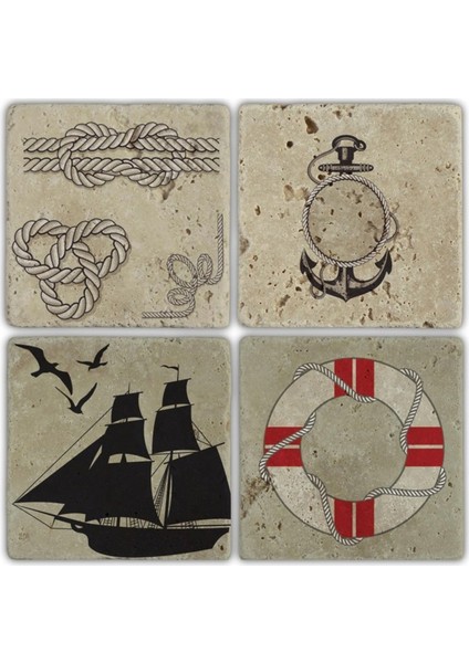 Doğaltaş Bardak Altlığı 4'lü Set 10 x 10 cm