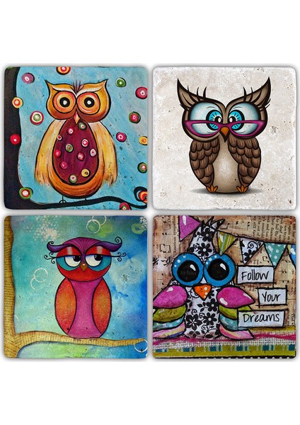 Doğaltaş Bardak Altlığı 4'lü Set 10 x 10 cm