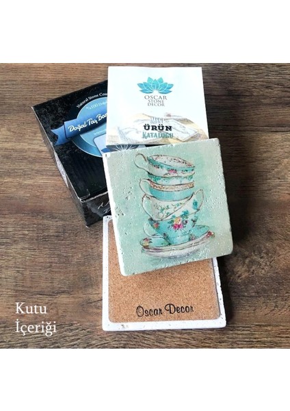 Doğaltaş Bardak Altlığı 4'lü Set 10 x 10 cm modelleri
