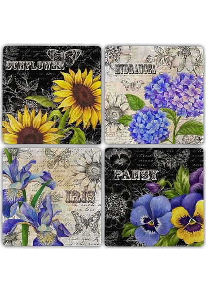 Doğaltaş Bardak Altlığı 4'lü Set 10 x 10 cm