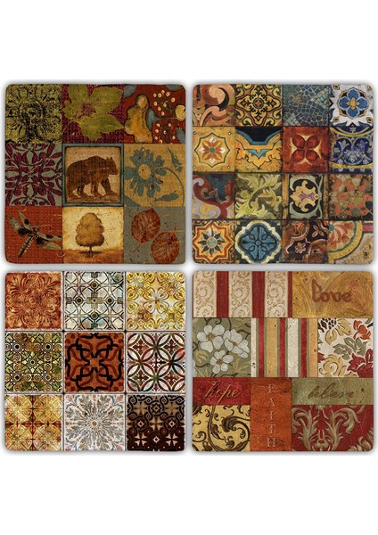 Doğaltaş Bardak Altlığı 4'lü Set 10 x 10 cm