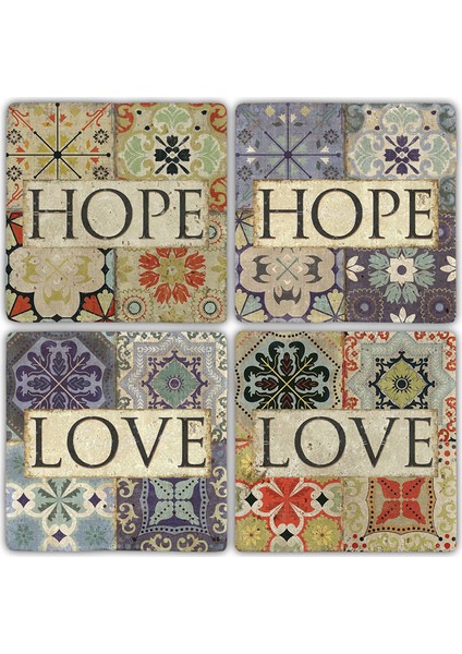 Doğaltaş Bardak Altlığı 4'lü Set 10 x 10 cm