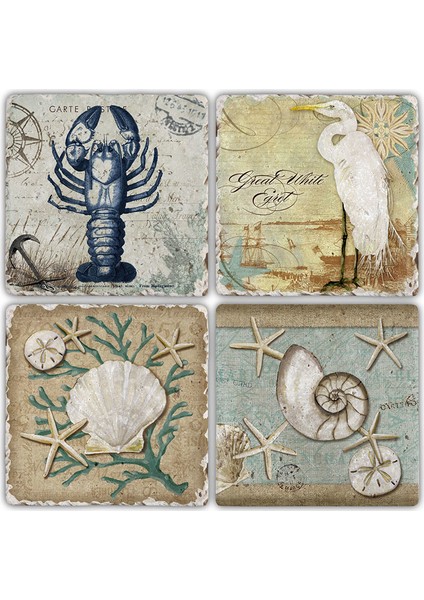Doğaltaş Bardak Altlığı 4'lü Set 10 x 10 cm