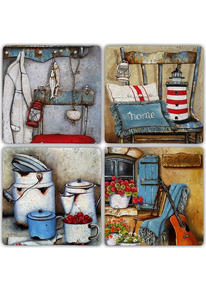 Doğaltaş Bardak Altlığı 4'lü Set 10 x 10 cm