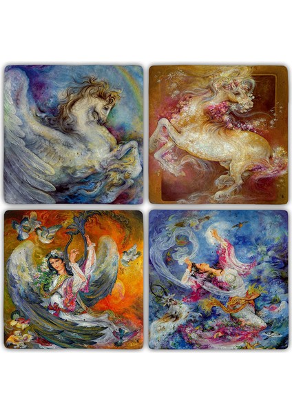 Doğaltaş Bardak Altlığı 4'lü Set 10 x 10 cm
