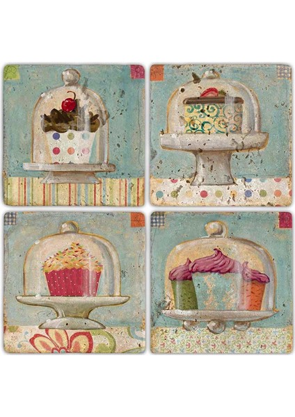 Doğaltaş Bardak Altlığı 4'lü Set 10 x 10 cm