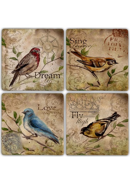 Doğaltaş Bardak Altlığı 4'lü Set 10 x 10 cm