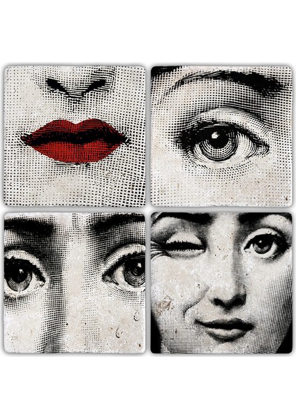 Doğaltaş Bardak Altlığı 4'lü Set 10 x 10 cm