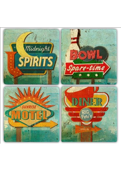 Doğaltaş Bardak Altlığı 4'lü Set 10 x 10 cm