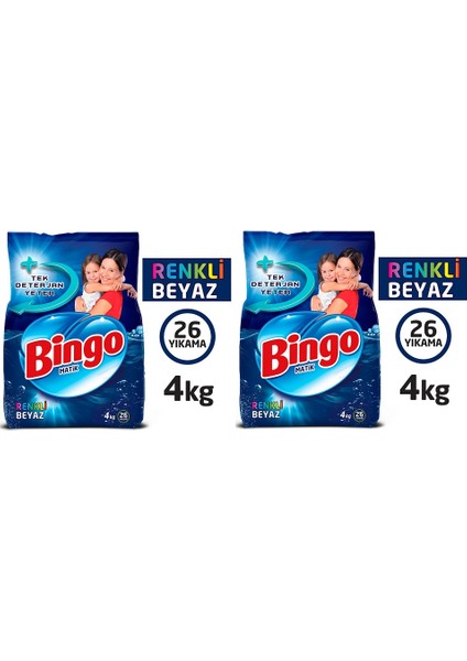 Renkli & beyaz Toz Çamaşır Deterjanı 8 kg ( 2 x 4 kg )