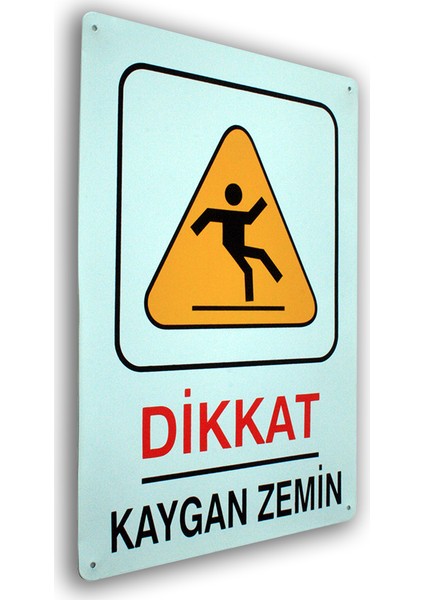 Metal Iş Güvenliği Levha DİKKAT KAYGAN ZEMİN 25,5 x 36 cm